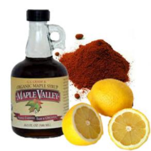 Maplesyrup,lemons,cayenne